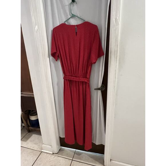 Orvis Red White Polka Dot Belted Midi Dress Sz 12 Career Belt Is Split 2 Spots - Picture 5 of 8